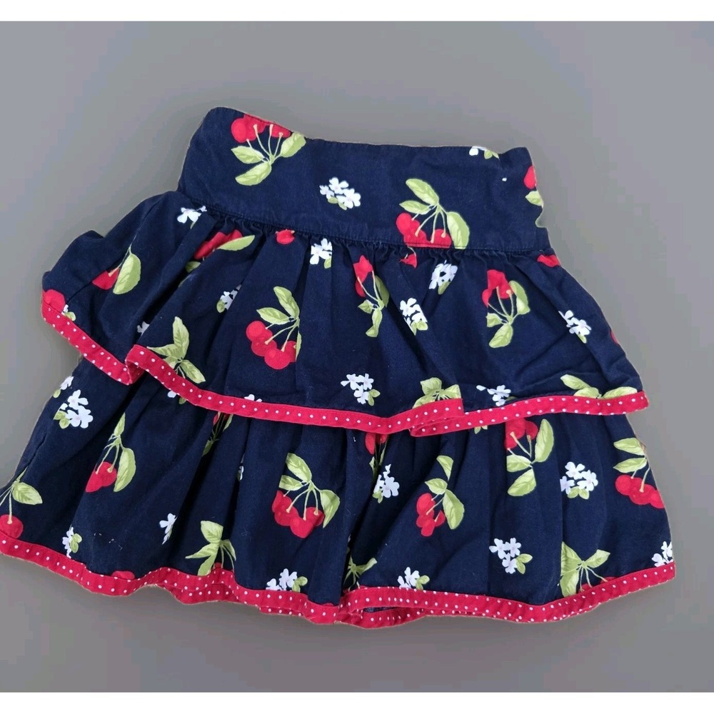 VTG Gymboree Cherry Cute Blueβ Red White Blossoms Layered Skirt Size 5